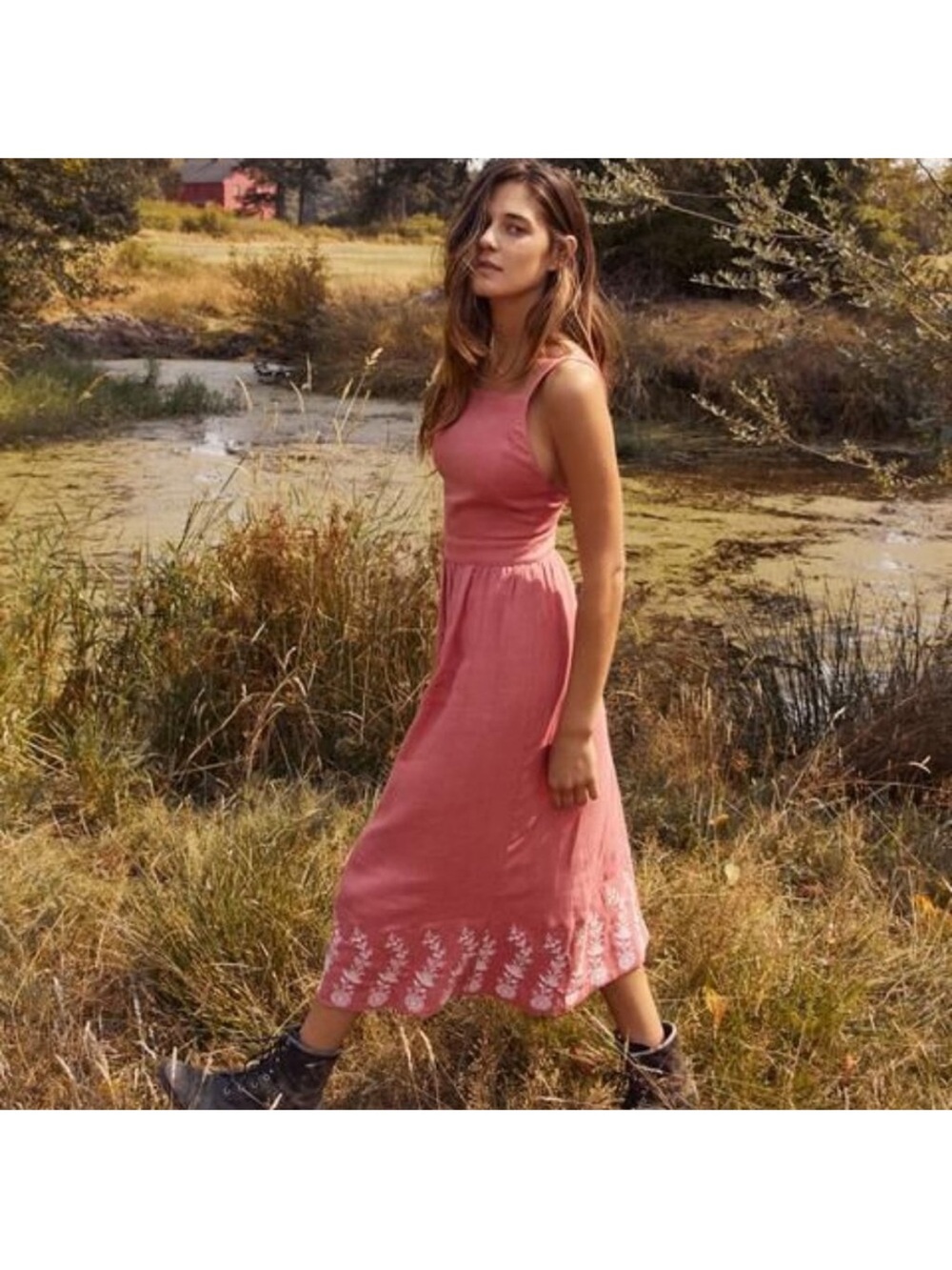 Christy Dawn Coral Pink Linen Top